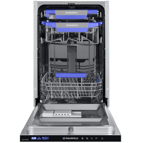 Посудомоечная бытовая машина MAUNFELD/ Посудомоечная бытовая машина MAUNFELD MLP-08IMR Узкая,  Встраиваемая ПММ 45см, 10 комплектов, 9 программ, сенсорное управление с LED индикацией, 3 корзины, съемная корзина для столовых приборов, полноценный AQUA-STOP