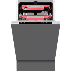 Встраиваемая посудомоечная машина Kuppersberg/ Узкая, 45 см, полностью встраиваемая, 10 комплектов, управление электронное/кнопочное, отсрочка старта 1-24 ч, 7 программ, 3-я корзина для столовых приборов, 47 дБ, расход 9 л, 1/2 загрузка, энергопотребление