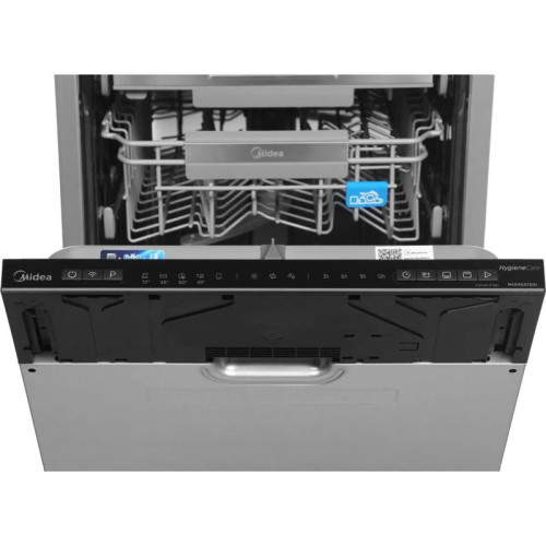Встраиваемая посудомоечная машина Midea/ Встраиваемая ПММ, 45 см, 10 компл., 3 корзины, 3-я корзина Infinity, А++/A/A, Электронное управление, LED индикация, 5+4 программ, функция доп. сушки (Extra Drying), конденсационная сушка, Отложенный старт: 3/6/9/1