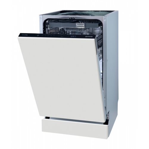 Встраиваемая посудомоечная машина GORENJE/ встраиваемая, узкая, Класс энергопотребления: А+++  11 стандартных комплектов посуды  Количество корзин: 3  Полный AquaStop  TotalDry: автоматическое открывание дверцы  Мотор: Инверторный мотор  Габаритные размер
