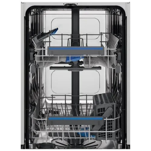 Встраиваемые посудомоечные машины ELECTROLUX/ Встраиваемая узкая посудомоечная машина, загрузка на 9 комплектов посуды, сенсорное управление, 8 программ, 44.6x55x82 см, черный цвет, сушка: с открыванием дверцы, индикация на полу: проекция дисплея