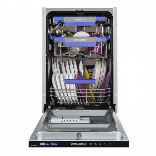 Посудомоечная бытовая машина MAUNFELD/ Посудомоечная бытовая машина MAUNFELD MLP-08IMR Узкая,  Встраиваемая ПММ 45см, 10 комплектов, 9 программ, сенсорное управление с LED индикацией, 3 корзины, съемная корзина для столовых приборов, полноценный AQUA-STOP