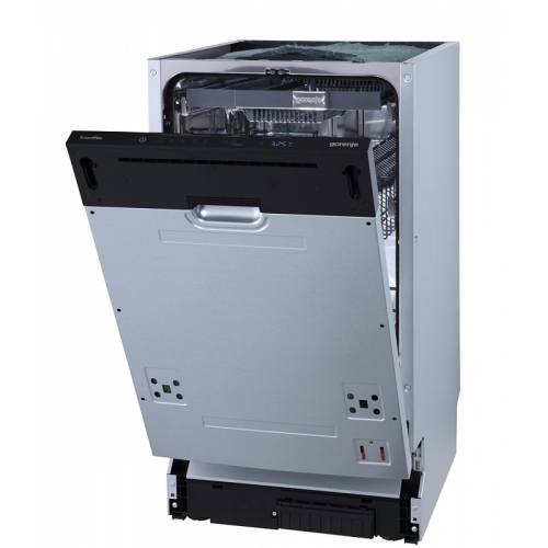 Встраиваемая посудомоечная машина GORENJE/ встраиваемая, узкая, Класс энергопотребления: А+++  11 стандартных комплектов посуды  Количество корзин: 3  Полный AquaStop  TotalDry: автоматическое открывание дверцы  Мотор: Инверторный мотор  Габаритные размер