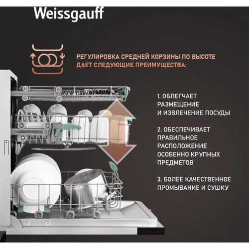 Посудомоечная машина встраив./ Посудомоечная машина встраив. Weissgauff BDW 6140 Ultra Real Autoopen Infolight полноразмерная Посудомоечная машина встраив./ Посудомоечная машина встраив. Weissgauff BDW 6140 Ultra Real Autoopen Infolight полноразмерная