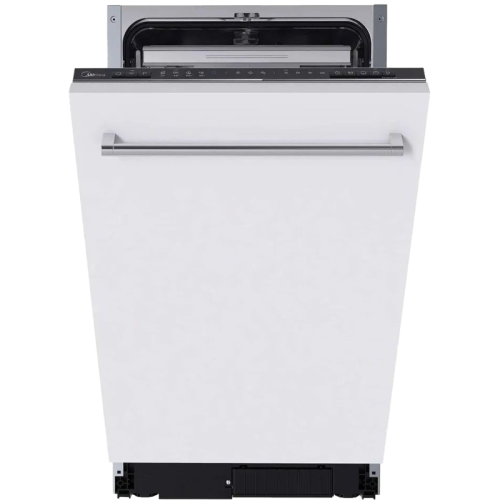 Встраиваемая посудомоечная машина Midea/ Встраиваемая ПММ, 45 см, 10 компл., 3 корзины, 3-я корзина Infinity, А++/A/A, Электронное управление, LED индикация, 5+4 программ, функция доп. сушки (Extra Drying), конденсационная сушка, Отложенный старт: 3/6/9/1