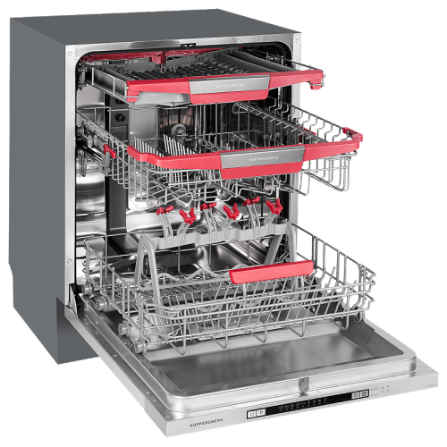 Встраиваемая посудомоечная машина Kuppersberg/ Полноразмерная, Полностью встраиваемая, количество корзин: 3, регулируемая по высоте верхняя корзина (лифт), дополнительная подставка для бокалов, ширина 60 см, 14 комплектов, электронное управление, цифровой