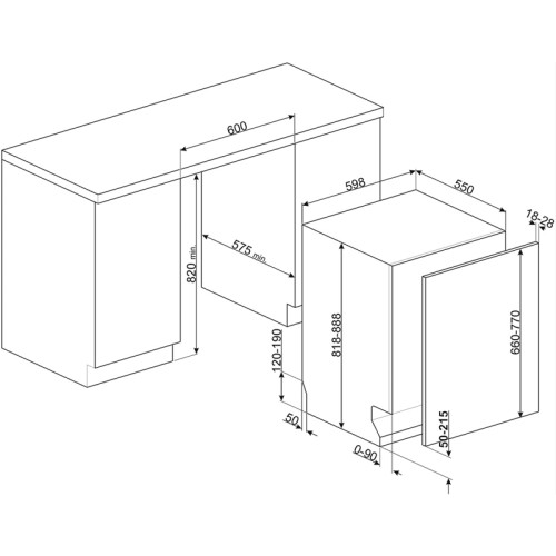 Посудомоечная машина Smeg/ Посудомоечная машина Smeg, встраиваемая, 60 см, 14 комплектов, 14 программ, сенсорное управление, ActiveLight, Dry Assist, автоматическое открывание дверцы, 3 корзины, энергоэффективность А