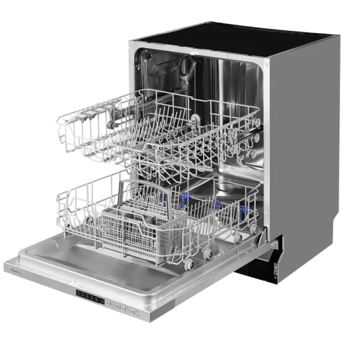 Встраиваемая посудомоечная машина MONSHER/ Посудомоечная машина полностью встраиваемая,  ширина 60 см, Количество корзин: 3, 12 комплектов посуды, Кнопочное управление, Отсрочка старта 1-24 часов, 5 программ: Авто, ЭКО, 90 мин, Самоочистка, Быстрая, Полов