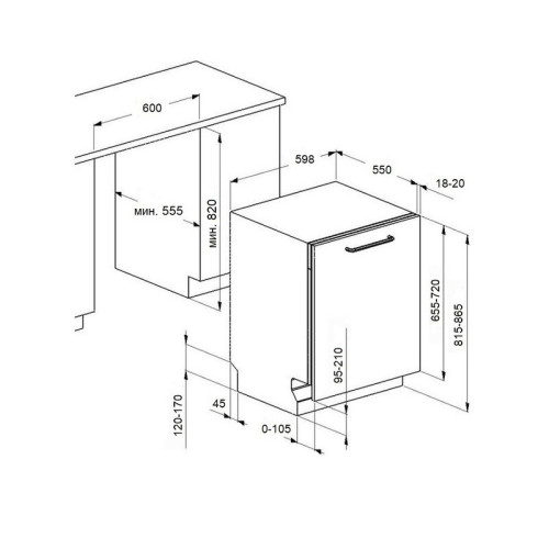 Встраиваемая посудомоечная машина/ Встраиваемая посудомоечная машина MLP6022A01  Встраиваемая, 60 см, 12 комплектов, 5 программ, конденсационная сушка, звуковой сигнал, отсрочка старта, электронное управление, уровень шума 49 дБ, энергоэффективность  А++