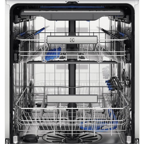 Встраиваемая посудомоечная машина ELECTROLUX/ Встраиваемая полногабаритная посудомоечная машина , загрузка на 15 комплектов посуды, сенсорное управление, 8 программ, 59.6x55x82 см, черный цвет, сушка: с открыванием дверцы/с теплообменником, индикация на п