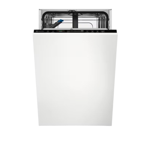 Встраиваемые посудомоечные машины ELECTROLUX/ Встраиваемая узкая посудомоечная машина, загрузка на 9 комплектов посуды, сенсорное управление, 8 программ, 44.6x55x82 см, черный цвет, сушка: с открыванием дверцы, индикация на полу: проекция дисплея
