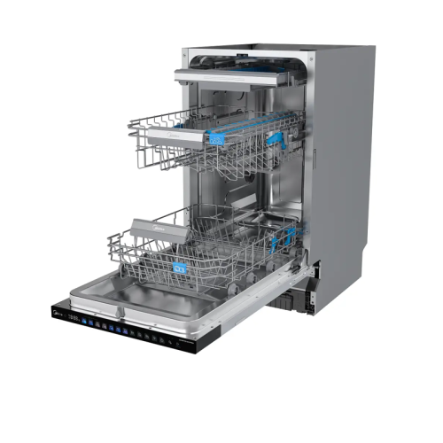 Встраиваемая посудомоечная машина Midea/ MDK/Встраиваемая ПММ, 45 см, 10 компл., 3 корзины, 3-я корзина Infinity Plus, А++/A/A, сенсорное управление SuperReality, дисплей, 6+4 программ (Авто программа), функция усиленной мойки (Power Wash), функция доп. с