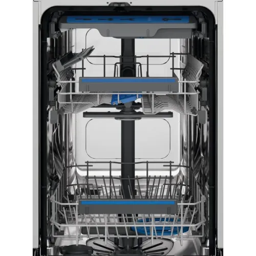 Встраиваемые посудомоечные машины ELECTROLUX/ Встраиваемая узкая посудомоечная машина, загрузка на 10 комплектов посуды, электронное управление, 8 программ, 44.6x55x82 см, черный цвет, сушка: с открыванием дверцы, индикация на полу: луч