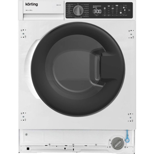 Стиральная машина с сушкой KORTING/ Кухонный эксклюзив. Стиральная машина с сушкой KORTING, фронтальная, встраиваемая, загрузка 7 кг, сенсорное управление, скорость отжима 1400 об/мин, цифровой дисплей, 15 программ, отложенный старт, энергоэффективность В