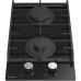 Варочная панель газовая, 30 см, 2 конфорки: экономичная конфорка (0,9 кВт), экспресс-конфорка (2,9 кВт), газ-контроль, электроподжиг, черное высокопрочное закаленное стекло, чугунные решетки, поворотные переключатели, комплект форсунок-переходников на бал