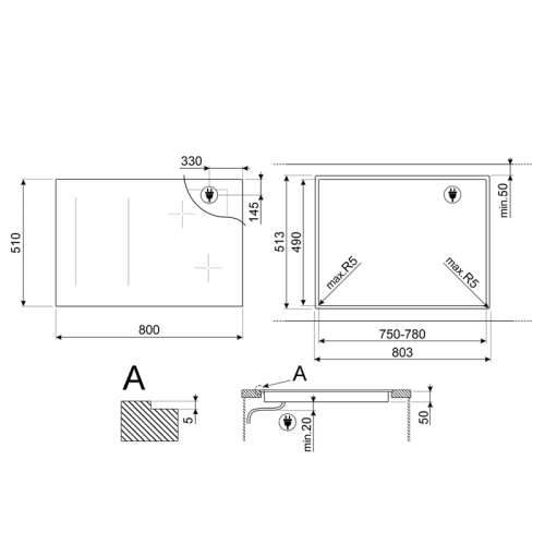 Индукционная варочная панель Smeg/ Индукционная варочная панель Smeg, черная стеклокерамика, управление MultiSlider,прямой край, 6 индукционных зон нагрева, 9 уровней мощности,