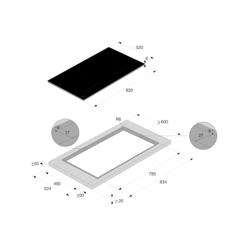 Индукционная варочная панель ASKO/ Арт. 738991 Индукционная варочная панель ASKO, установка вровень со столешницей, 4 зоны нагрева, контроль температуры, объединение зон, автоматическое распознавание посуды, 13 уровней мощности, таймер, вытяжка с  поднима