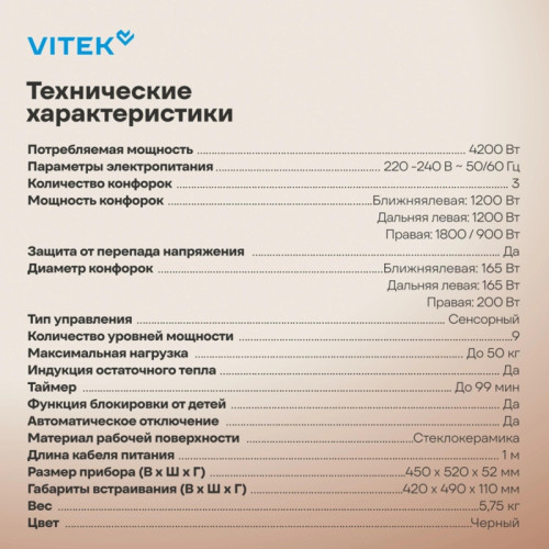 Варочная поверхность/ Варочная поверхность Vitek VHE4320 черный