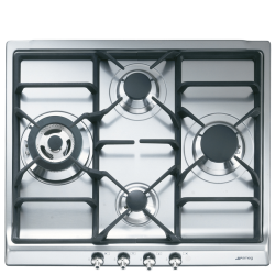 Встраиваемые газовые панели SMEG/ Газ,  Classica,газовая варочная панель, 60 см,нержавеющая сталь/ фурнитура серебро