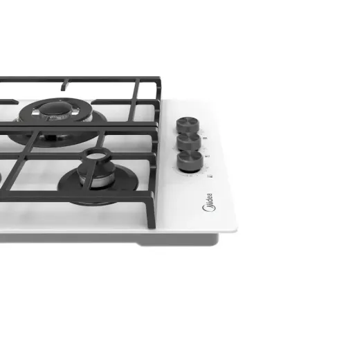 Газовая варочная панель MIDEA/ MDK/Газовая варочная панель MIDEA, 45 см, WOK-конфорка, чугунные решетки, автоподжиг, газконтроль, адаптер для кофе, цвет белый