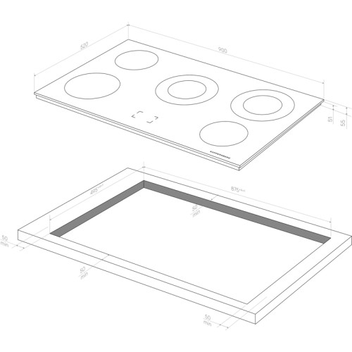 Варочная поверхность Kuppersberg/ Варочная поверхность Kuppersberg, Hi-Light, High-Tech, 90 см, 9 уровней мощности, таймер, автоматическое отключение, слайдерное управление, индикация остаточного тепла, цвет черный