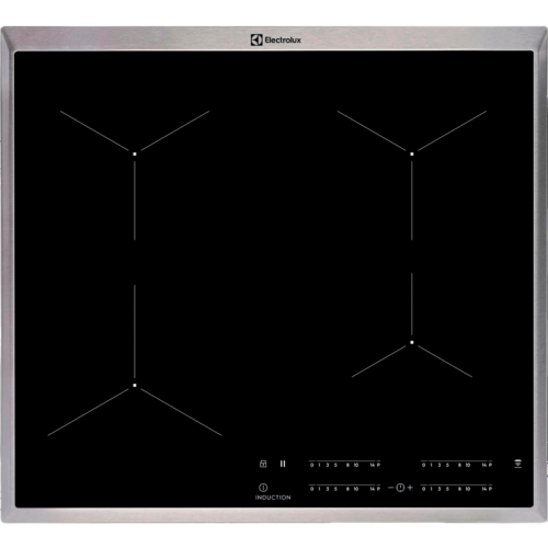 Встраиваемая варочная поверхность ELECTROLUX/ Встраиваемая варочная поверхность ELECTROLUX EIT60443X индукционная, 60 см, распознавание наличия посуды, черный цвет, рамка из нержавеющей стали