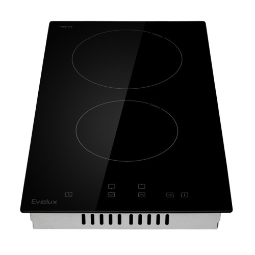 Электрическая варочная панель EVELUX, 2 конфорки, мощность конфорок 1200,1700 Вт, сенсорное управление, индикация остаточного тепла, защитное отключение, таймер, автоматическое отключение, HiLight, 9 уровней мощности, цвет черный