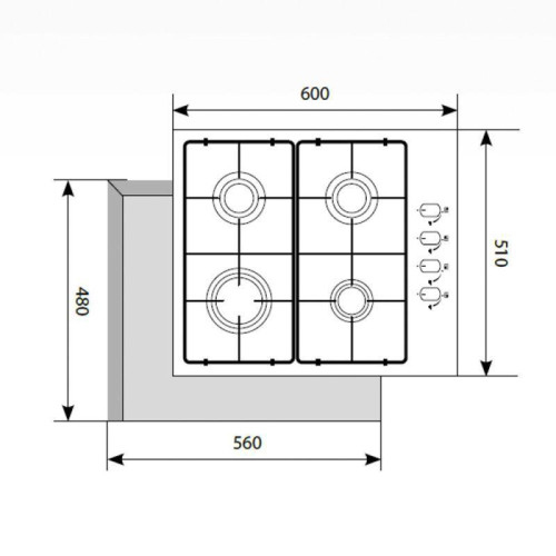 Газовая варочная поверхность/ Газовая варочная поверхность Lex GVS 644-1 IX нержавеющая сталь