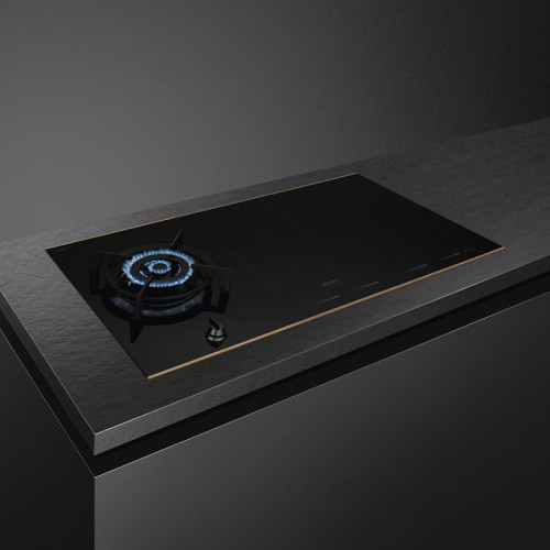 Комбинированная  варочная панель Smeg/ Комбинированная варочная поверхность, газ + индукция, Dolce Stil Novo, комбинированное управление, прямой край, 9 уровней мощности, поддержание тепла, гриль, пауза, акустический сигнал окончания приготовления, индика