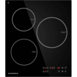 Индукционная варочная панель MAUNFELD CVI453BK, 45 см, сенсорное управление, Flex Zone, 3 конфорки, мощность конфорок 2000, 1200, 2300 Вт, таймер, автоматическое выключение, бустер, блокировка панели, пауза, черный цвет