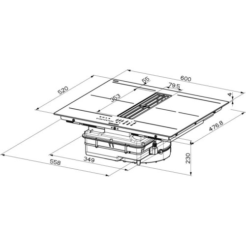 Варочная панель со встроенной вытяжкой Faber/ BETTER, GALILEO SLIM A600, индукционная, 60 см, 4 зоны нагрева, слайдерное управление, 10 уровней мощности, пауза, Wi-Fi, автоматическое определение посуды, мощность вытяжки 630 м3/ч, 9 уровней мощности + инте