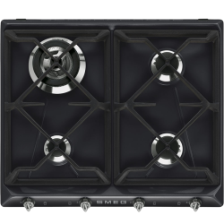 Встраиваемые газовые панели SMEG/ Газ,  Victoria, газовая варочная панель, 60 см, черная