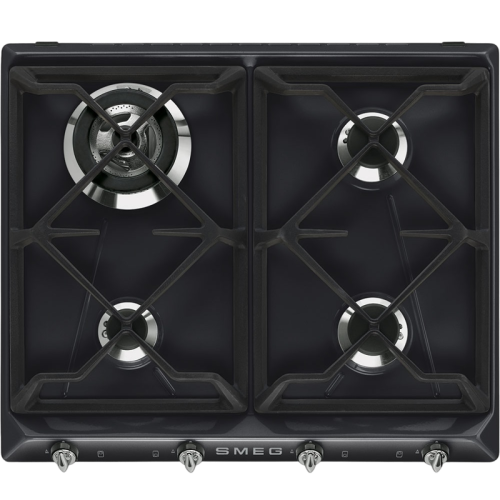 Встраиваемые газовые панели SMEG/ Газ,  Victoria, газовая варочная панель, 60 см, черная