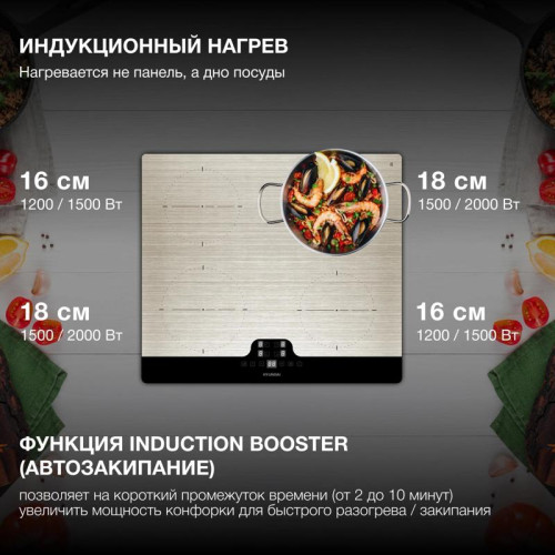 Индукционная варочная поверхность/ Индукционная варочная поверхность Hyundai HHI 6772 GR серебристый