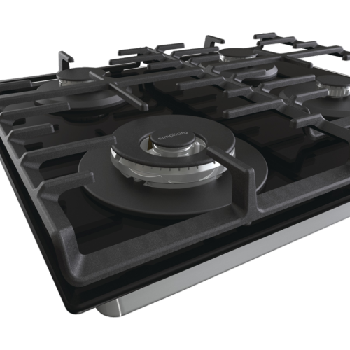 Встраиваемые газовая панели GORENJE/ Встраиваемые газовая панели GORENJE GTW642SYB Газ, 60 ? 13 ? 52 см, Газ-контроль, чугунные решетки, вок, черный