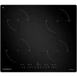 Индукция, 60 см, сенсорное управление, таймер, автоматическое выключение, черный