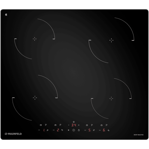 Индукция, 60 см, сенсорное управление, таймер, автоматическое выключение, черный