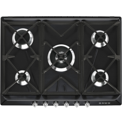 Встраиваемая газовая панель SMEG/ Газ,  Victoria, газовая варочная панель, 70 см, черная