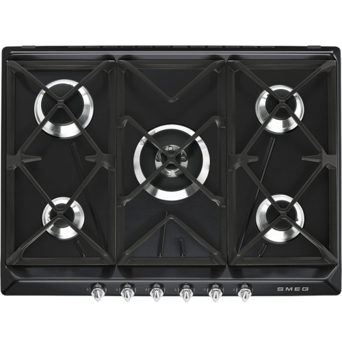 Встраиваемая газовая панель SMEG/ Газ,  Victoria, газовая варочная панель, 70 см, черная