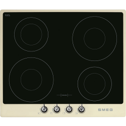 Встраиваемые индукционные панели SMEG/ Victoria, Индукционная варочная панель, 60 см, кремовая, фурнитура Victoria, рамка кремовая