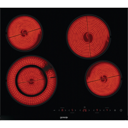 Варочная панель Gorenje/ Варочная панель Gorenje, 59 см, Hi-Light, 4 конфорки, таймер, сенсорное управление, шлифованный передний край, PowerBoost, дисплей, блокировка от детей, цвет черный
