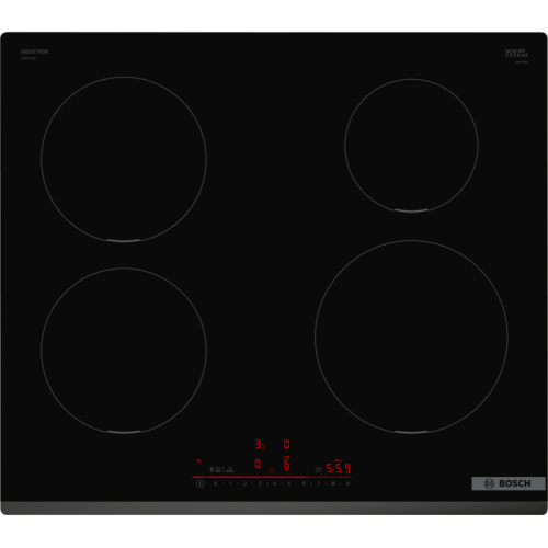 Встраиваемая индукционная панель BOSCH/ Встраиваемая индукционная панель BOSCH PIE631HB1E Индукционная,  60 см, индукция, скошенный край, сенсорное управление, черный