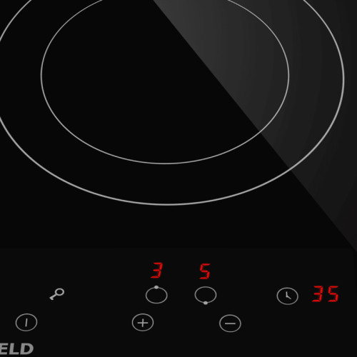 Встраиваемая варочная панель/ Электрическая варочная панель, 30 см, 2 конфорки, зона расширения, сенсорное управление, автоматическое отключение, таймер, черный