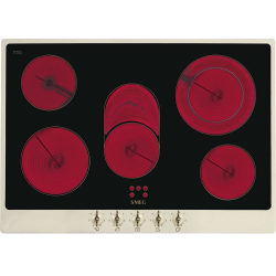 Встраиваемая электрическая панель SMEG/ Электрическая,  Coloniale,стеклокерамическая варочная панель, 70 см,кремовый/фурнитура латунная