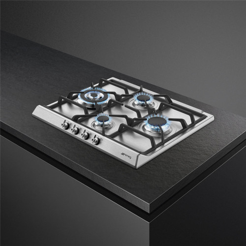 Встраиваемые газовые панели SMEG/ Газ,  Classica,газовая варочная панель, 60 см,нержавеющая сталь/ фурнитура серебро