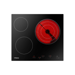 Встраиваемая варочная панель/ Стеклокерамическая варочная поверхность HANSA BHC66216, тип нагрева Hi Light, 3 зоны нагрева, (1x14,5см, 1x18cм, 1x14/21/27см (тройная конфорка), сенсорная панель управления, световые индикаторы, цифровой показатель степени н