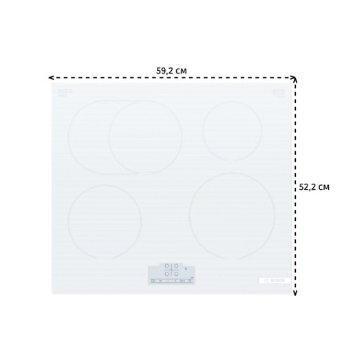 Встраиваемая индукционная панель BOSCH/ Встраиваемая индукционная панель BOSCH PIF612BB1E Индукционная,  60 см, индукция, скошенный край, сенсорное управление, белый