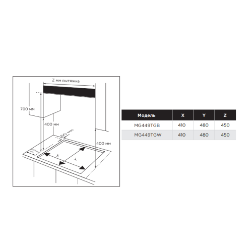 Газовая варочная панель MIDEA/ MDK/Газовая варочная панель MIDEA, 45 см, WOK-конфорка, чугунные решетки, автоподжиг, газконтроль, адаптер для кофе, цвет белый