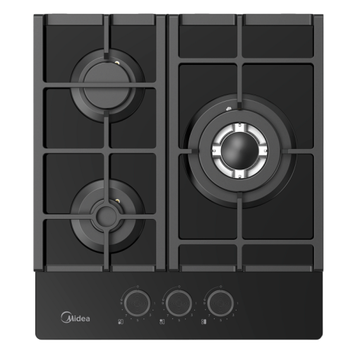 Газовая варочная панель MIDEA/ MDK/Газовая варочная панель MIDEA, 45 см, WOK-конфорка, чугунные решетки, автоподжиг, газконтроль, адаптер для кофе, цвет черный