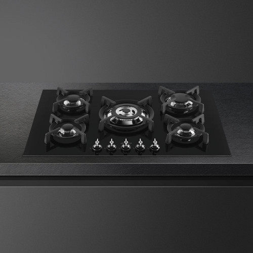 Встраиваемая газовая панель SMEG/ Газ,  Classica, газовая варочная панель, 75 см, черная стеклокерамика